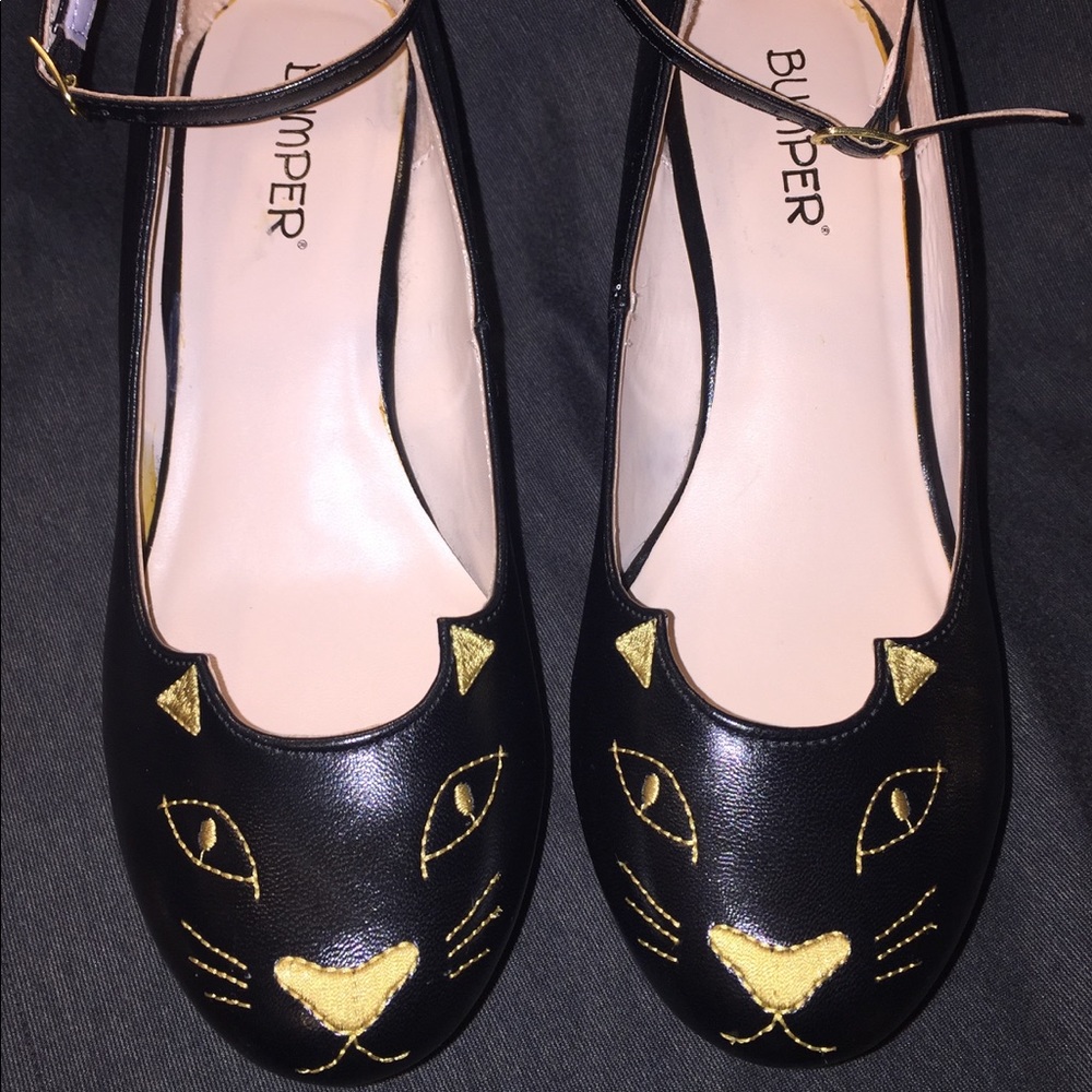 Bumper Cat Face Platform Wedges Sz 9